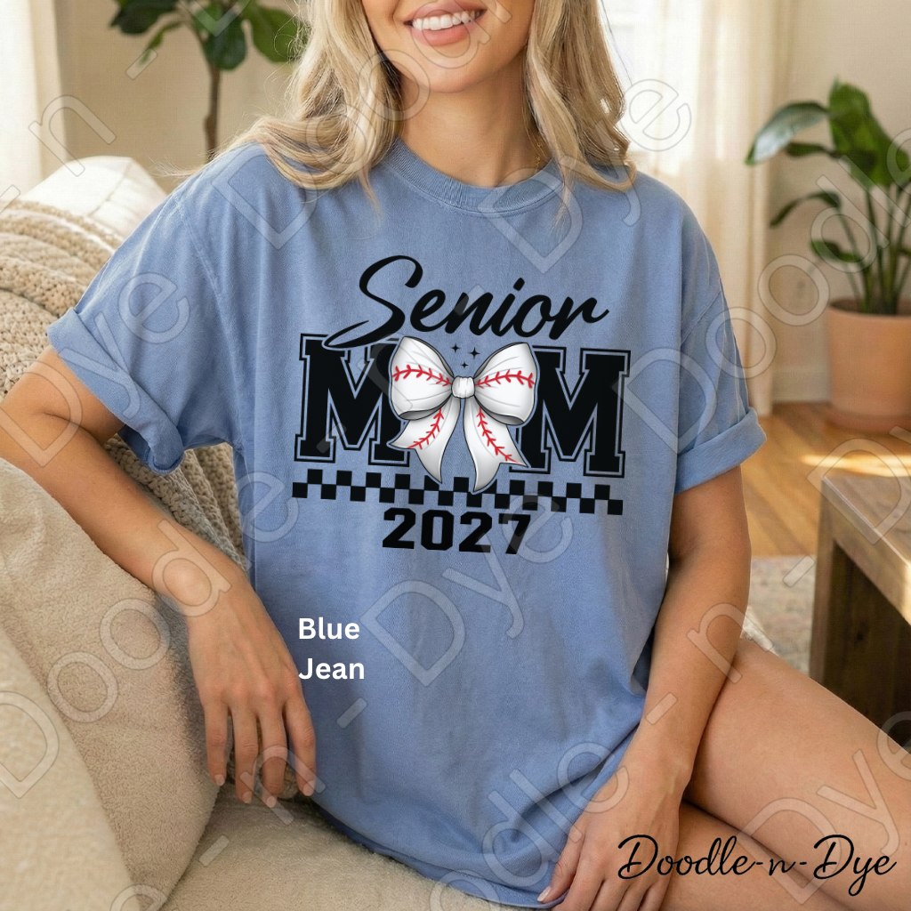Senior Mom Baseball Comfort Colors Tee, Graduation Mom Shirt, Class of 2027 Mom T-Shirt