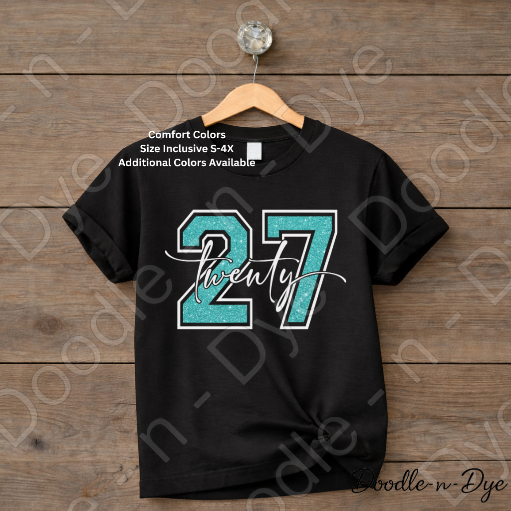 Senior 2027 Comfort Colors Tee, Teal Twenty 27 T-Shirt, Graduation Shirt, Class of 2027 t shirt