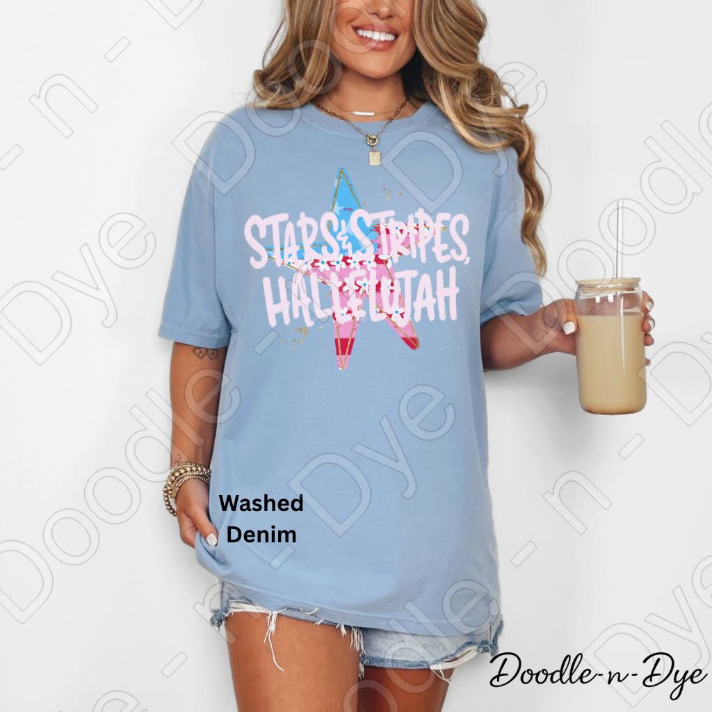 Stars Stripes Hallelujah Patriotic Shirt – Comfort Colors USA Graphic Tee for 4th of July, Summer, Faith & Americana Outfits