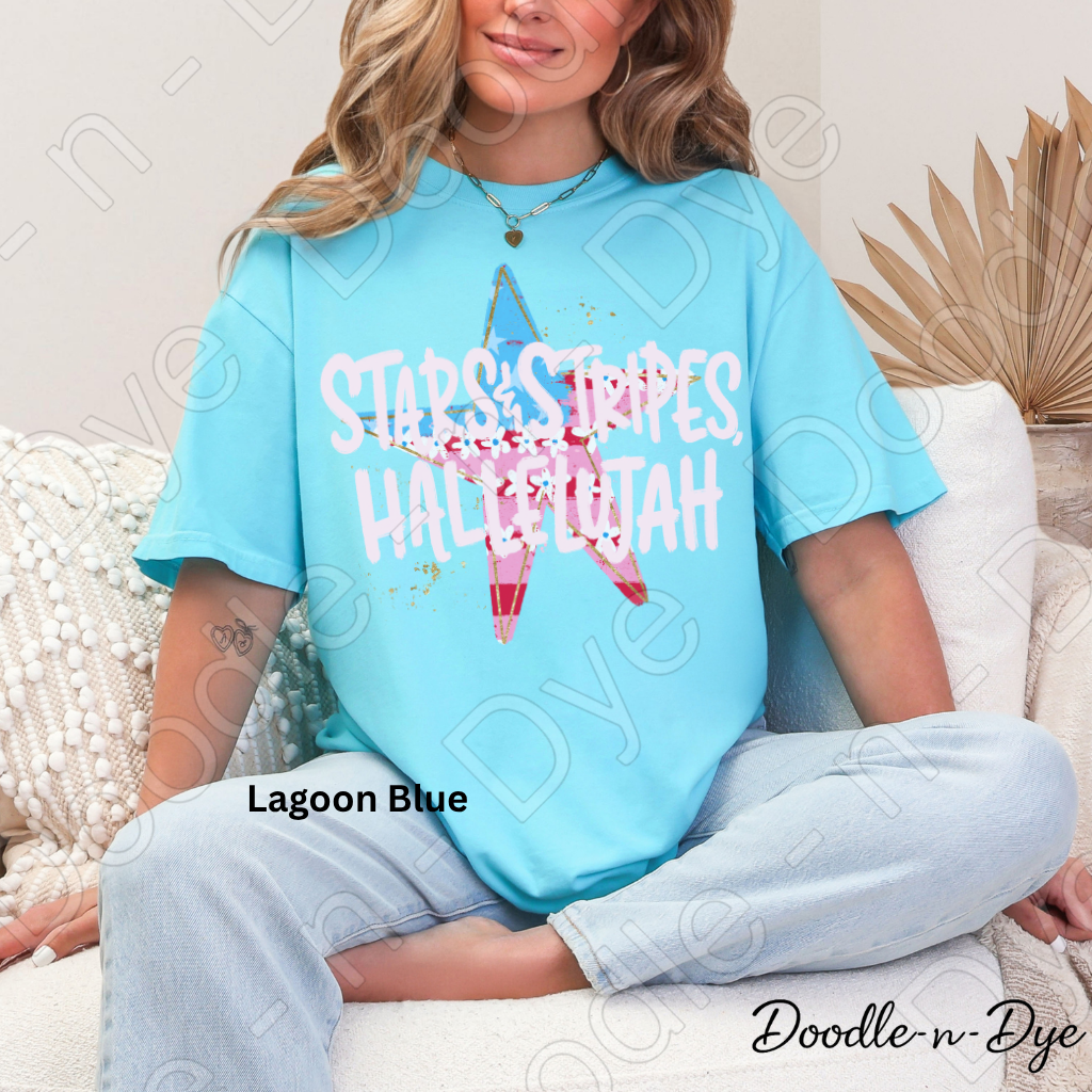 Stars Stripes Hallelujah Patriotic Shirt – Comfort Colors USA Graphic Tee for 4th of July, Summer, Faith & Americana Outfits
