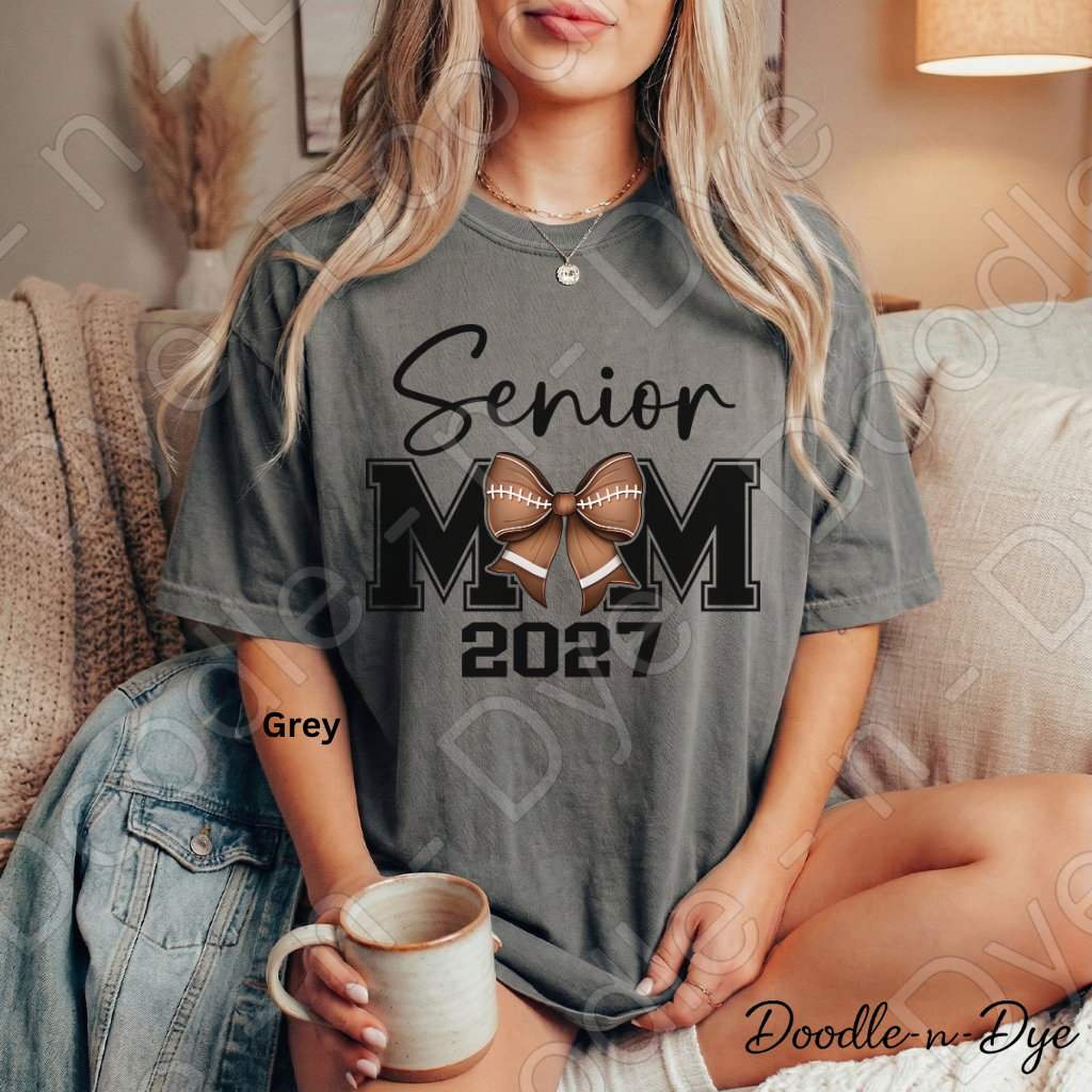 Senior 2027 Mom Comfort Colors Tee, Senior Mom Football Shirt, Class of 2027 Football Mom Tee, Graduation Mom Shirt