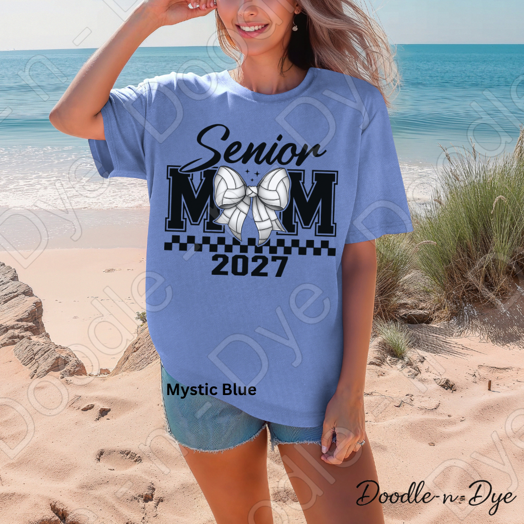 Senior 2027 Mom Comfort Colors Tee, Volleyball Senior Mom T-Shirt, Senior 2027 Graduation Shirt,