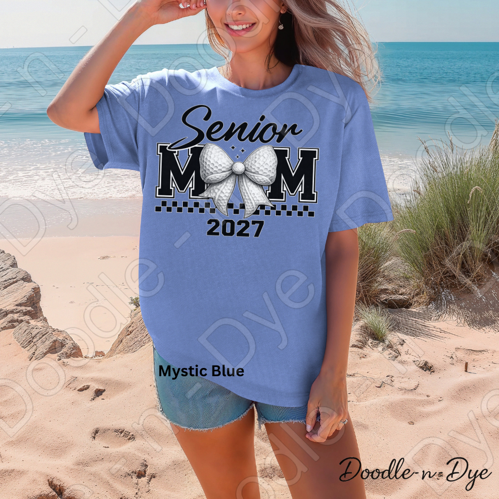 Senior Golf Mom Comfort Colors Tee, Class of 2027 Golf Mom Shirt, Graduation Mom T-Shirt