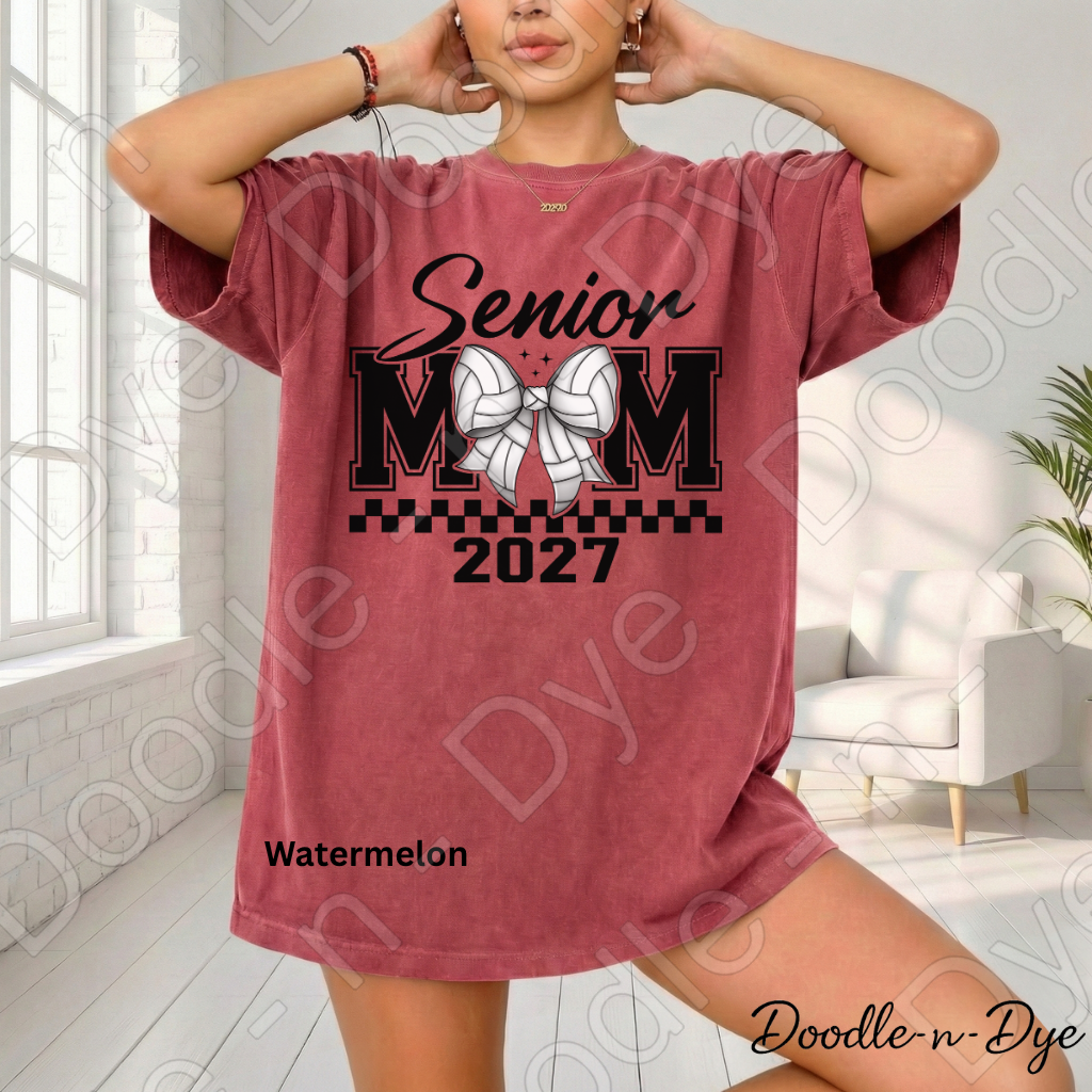 Senior 2027 Mom Comfort Colors Tee, Volleyball Senior Mom T-Shirt, Senior 2027 Graduation Shirt,