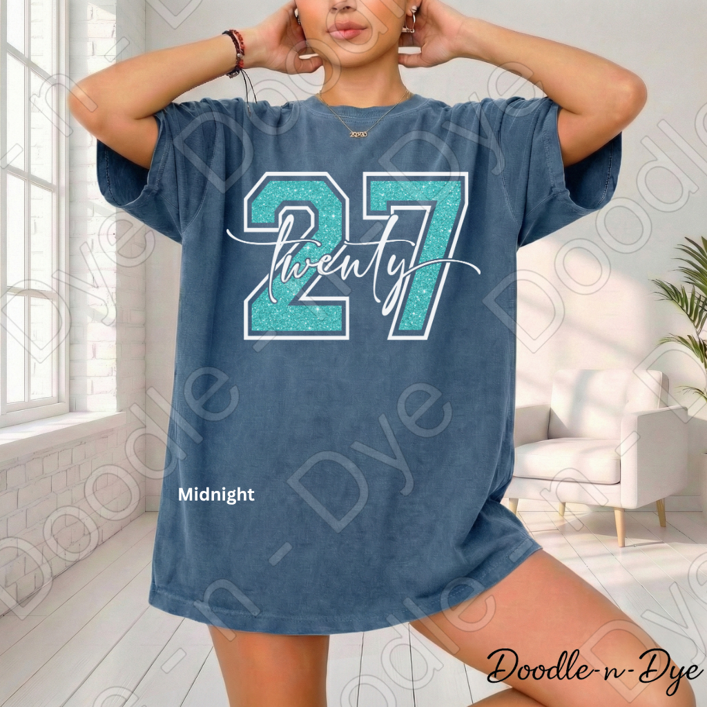 Senior 2027 Comfort Colors Tee, Teal Twenty 27 T-Shirt, Graduation Shirt, Class of 2027 t shirt