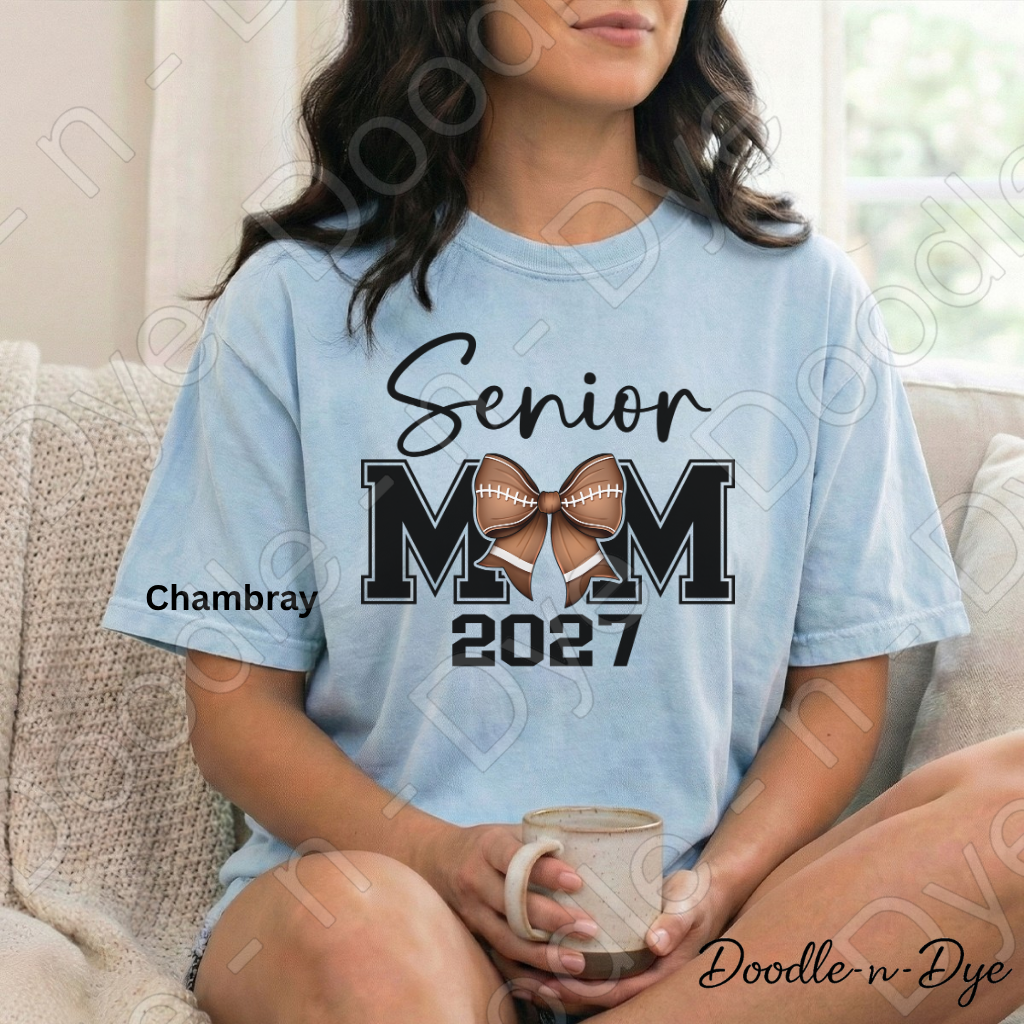 Senior 2027 Mom Comfort Colors Tee, Senior Mom Football Shirt, Class of 2027 Football Mom Tee, Graduation Mom Shirt