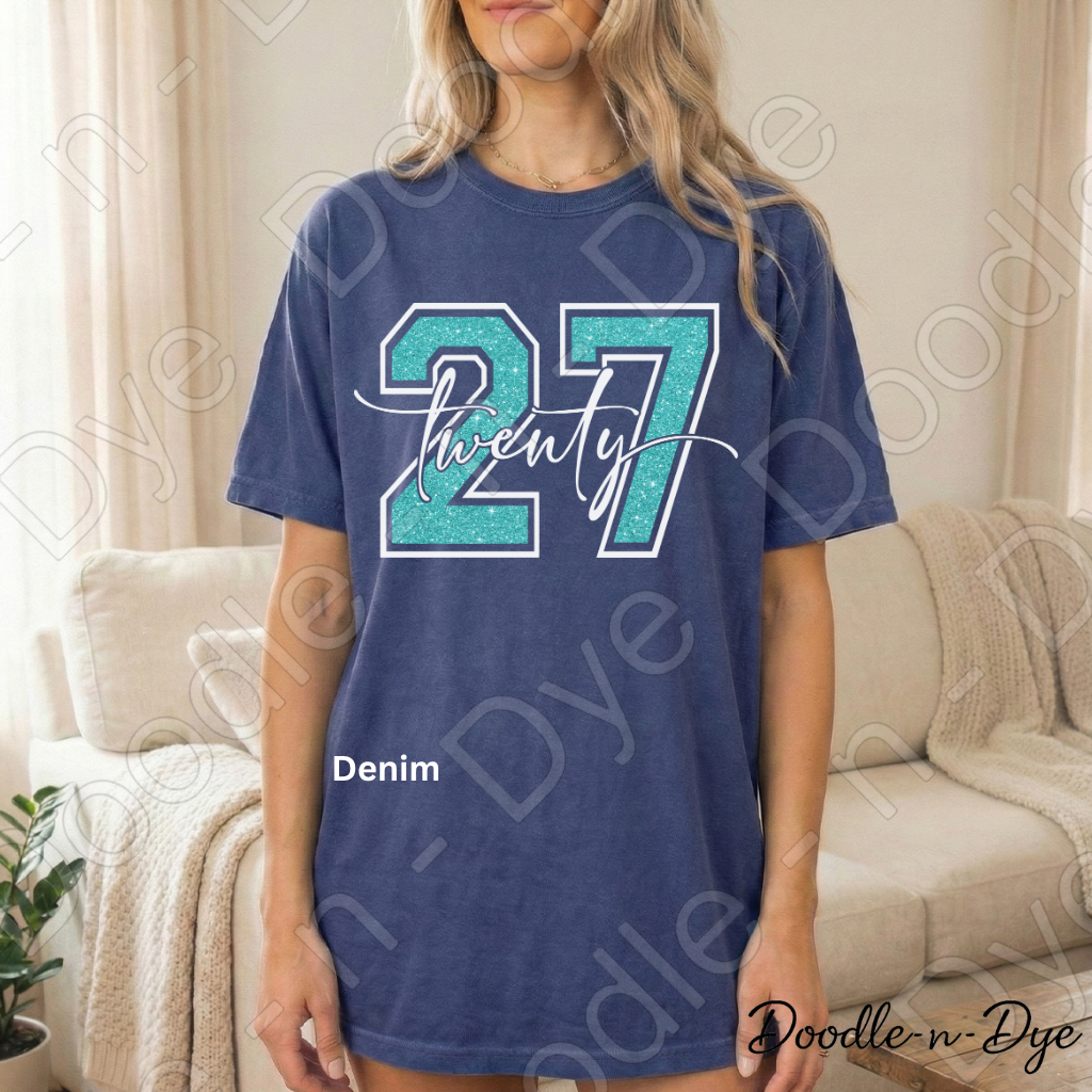 Senior 2027 Comfort Colors Tee, Teal Twenty 27 T-Shirt, Graduation Shirt, Class of 2027 t shirt