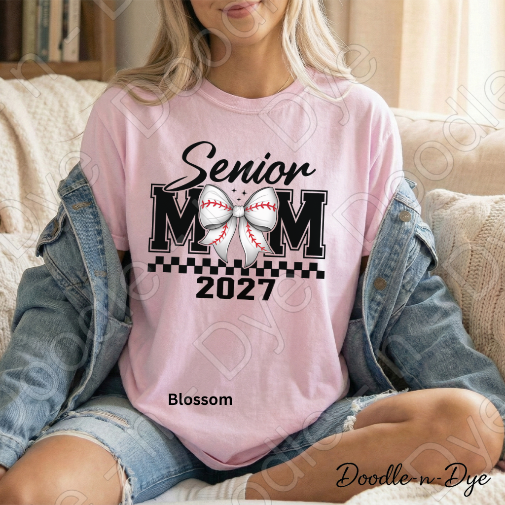 Senior Mom Baseball Comfort Colors Tee, Graduation Mom Shirt, Class of 2027 Mom T-Shirt