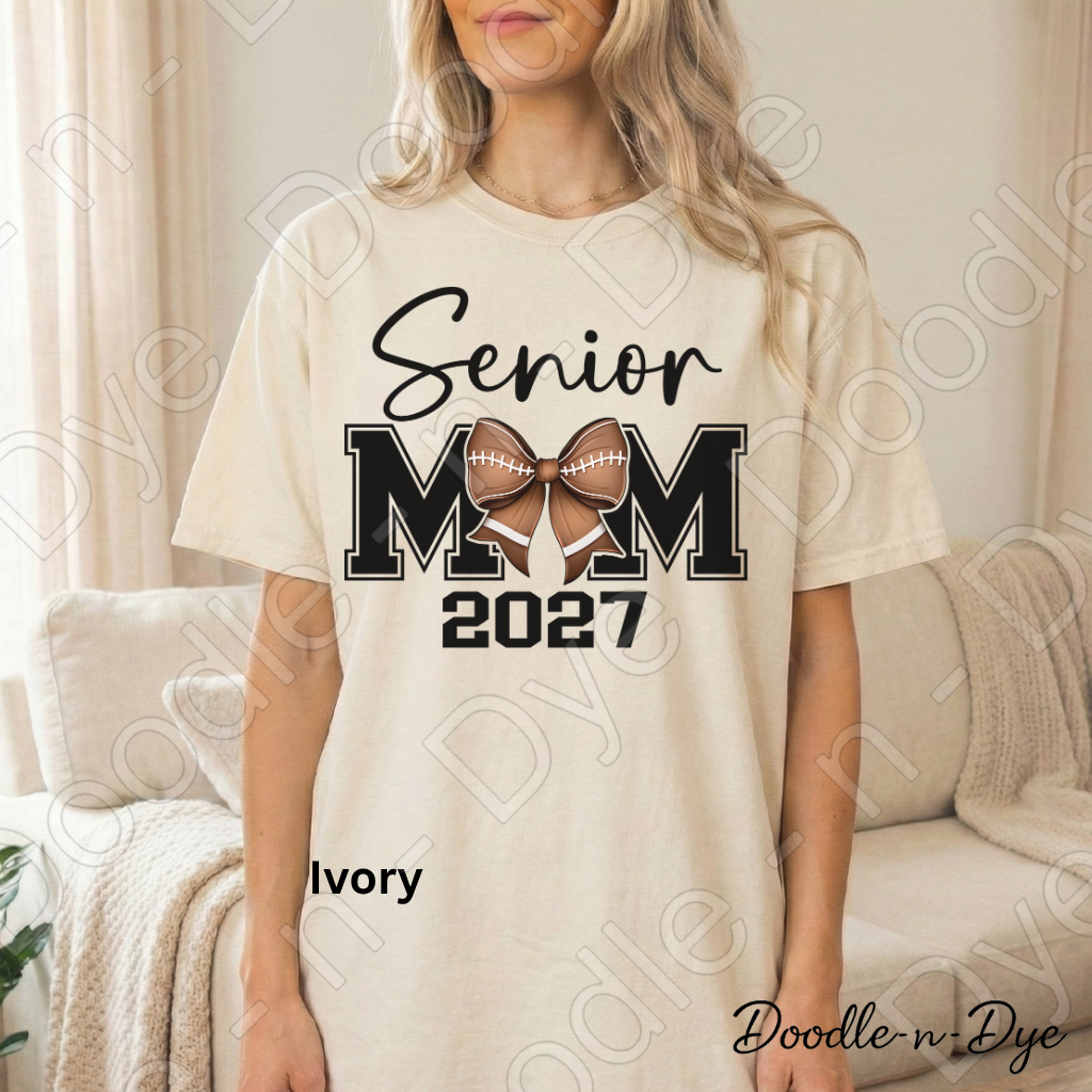 Senior 2027 Mom Comfort Colors Tee, Senior Mom Football Shirt, Class of 2027 Football Mom Tee, Graduation Mom Shirt