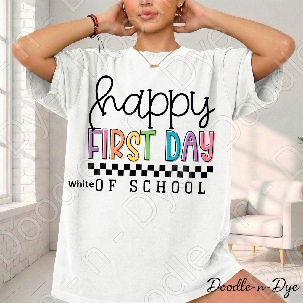 Happy First Day of School Shirt – Comfort Colors Back to School Tee, Teacher & Student School Spirit Shirt