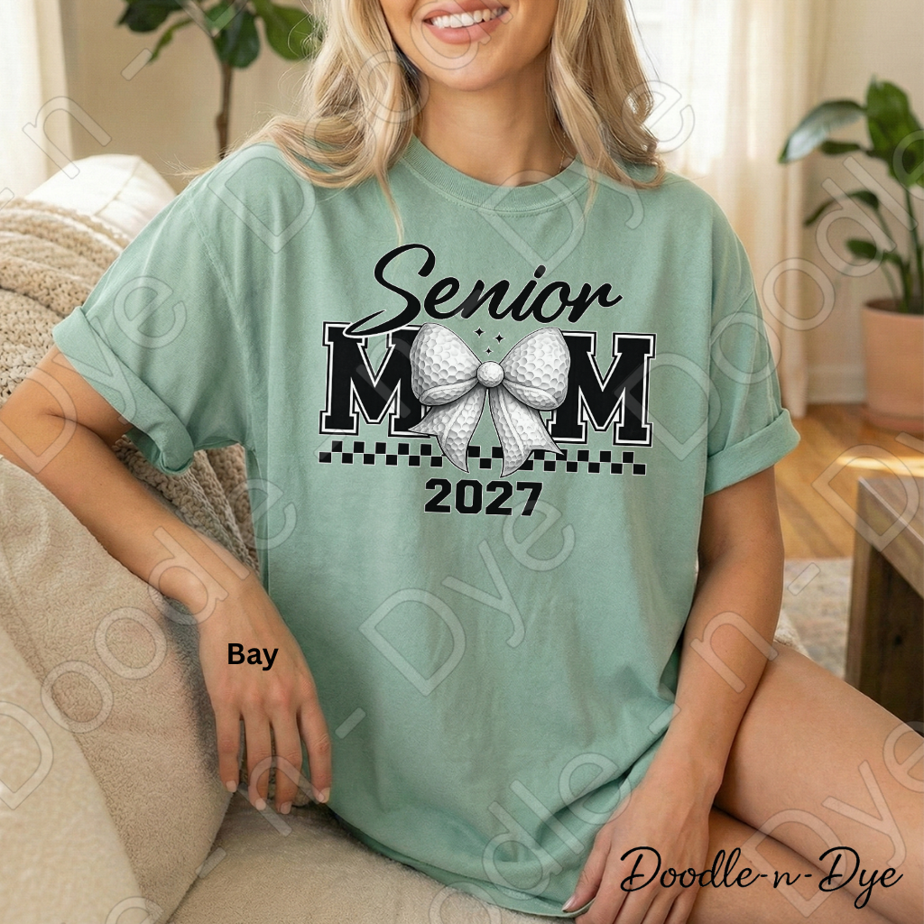 Senior Golf Mom Comfort Colors Tee, Class of 2027 Golf Mom Shirt, Graduation Mom T-Shirt
