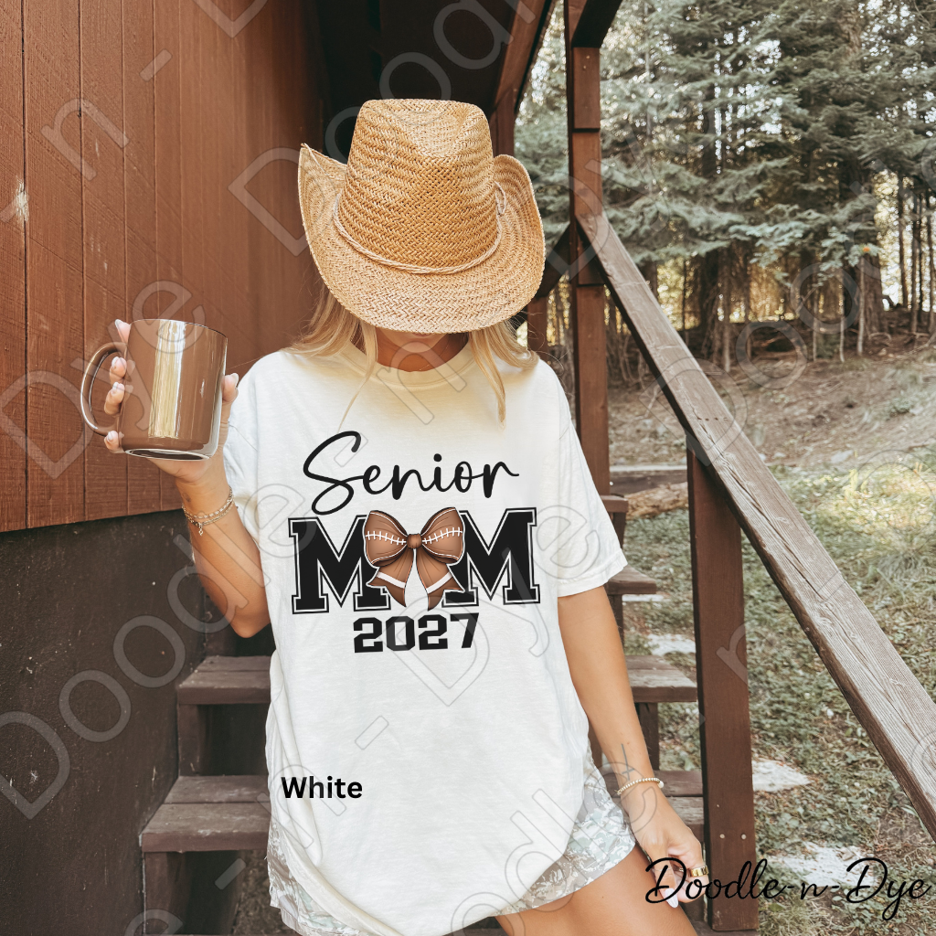 Senior 2027 Mom Comfort Colors Tee, Senior Mom Football Shirt, Class of 2027 Football Mom Tee, Graduation Mom Shirt