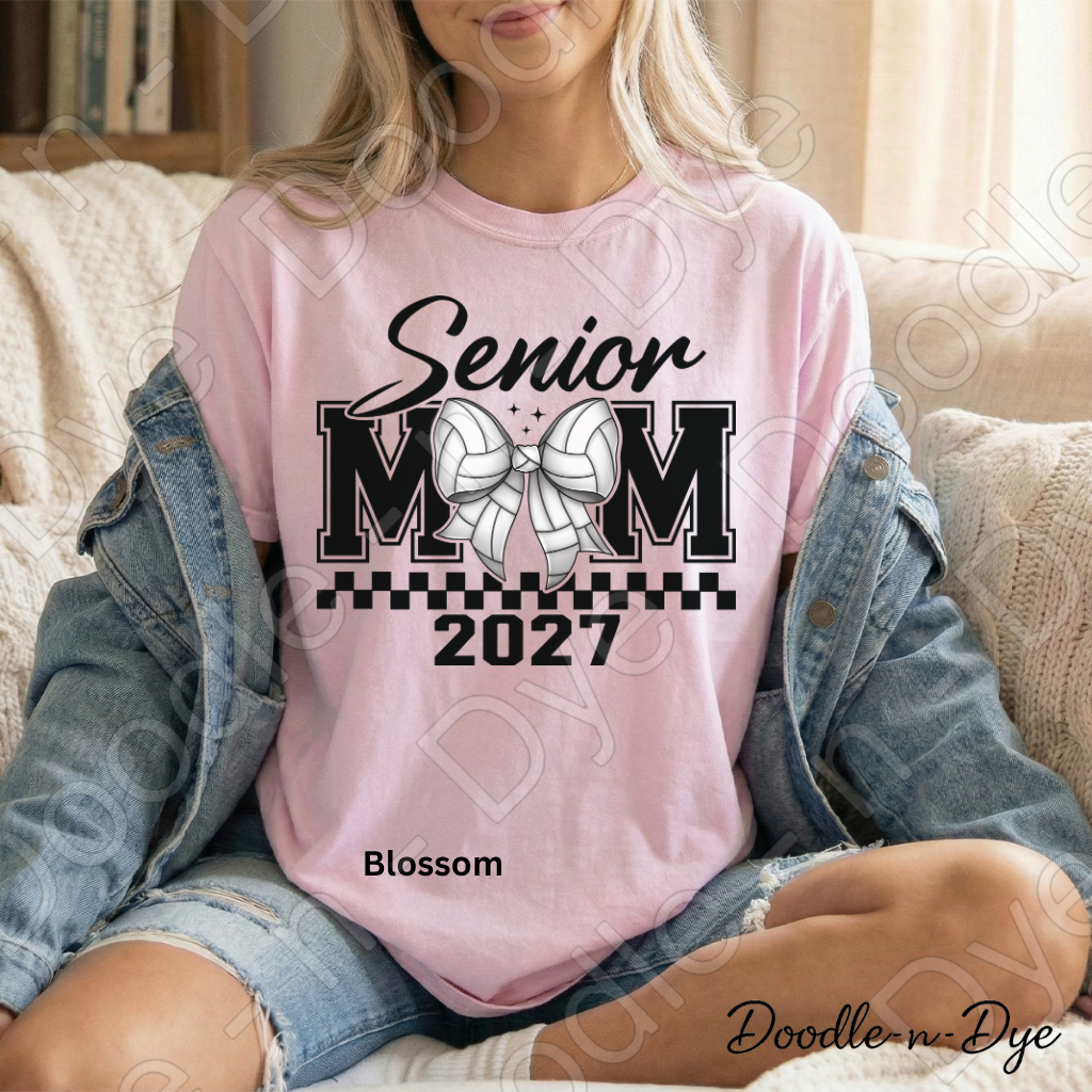 Senior 2027 Mom Comfort Colors Tee, Volleyball Senior Mom T-Shirt, Senior 2027 Graduation Shirt,