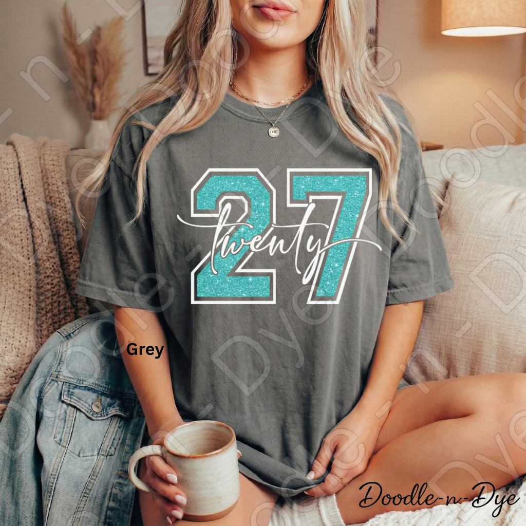 Senior 2027 Comfort Colors Tee, Teal Twenty 27 T-Shirt, Graduation Shirt, Class of 2027 t shirt