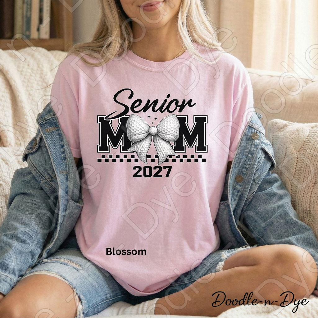 Senior Golf Mom Comfort Colors Tee, Class of 2027 Golf Mom Shirt, Graduation Mom T-Shirt