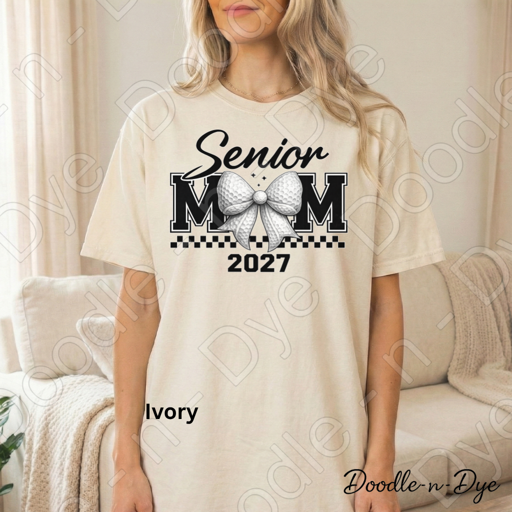 Senior Golf Mom Comfort Colors Tee, Class of 2027 Golf Mom Shirt, Graduation Mom T-Shirt