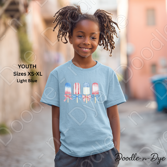 Youth Patriotic Popsicle Shirt – Red White Blue Summer Tee - July 4th T-Shirt