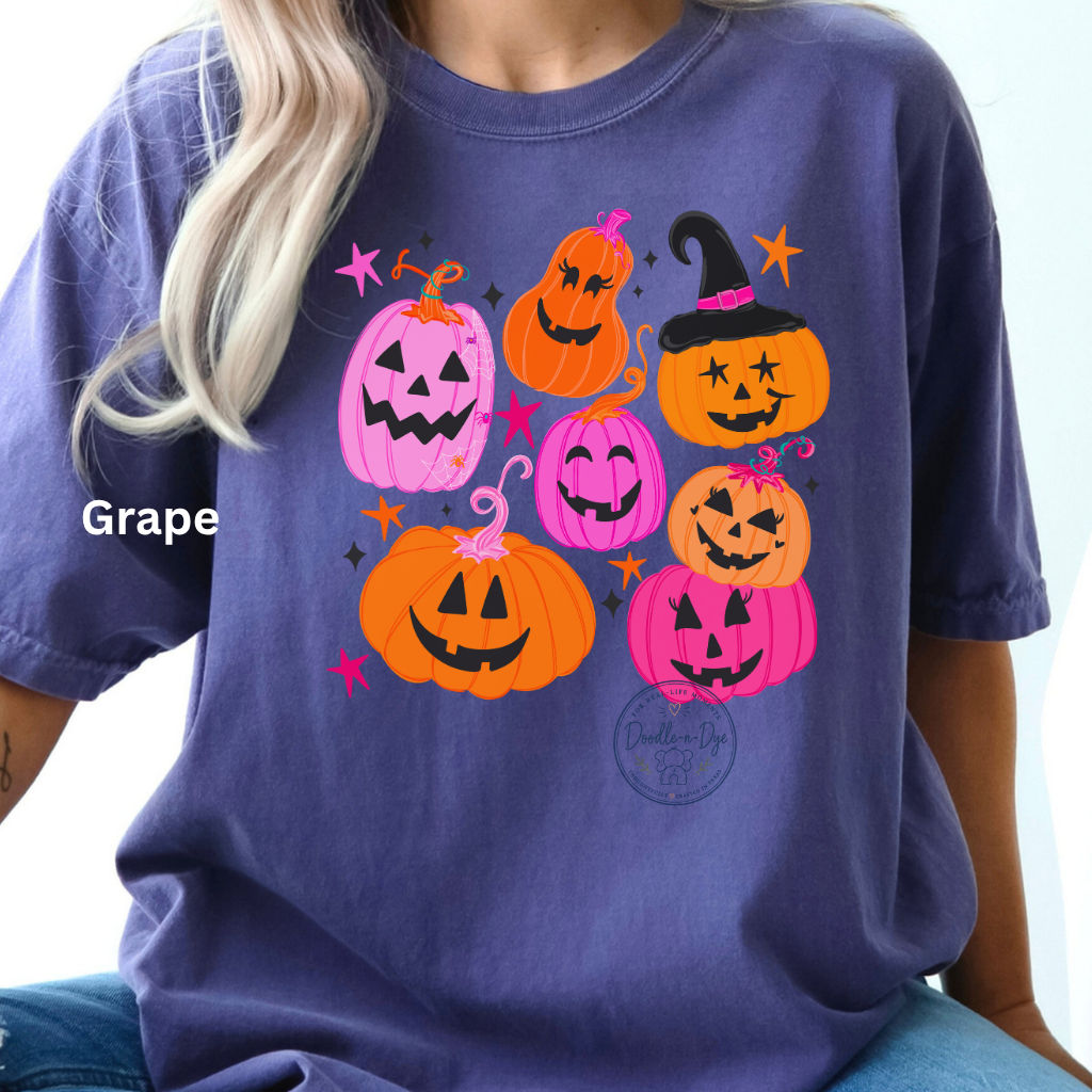 Cute Halloween Pumpkin Shirt | Comfort Colors® 1717 Jack O Lantern T-Shirt | Fall Colorful Pumpkin Graphic Tee | Spooky Season Shirt