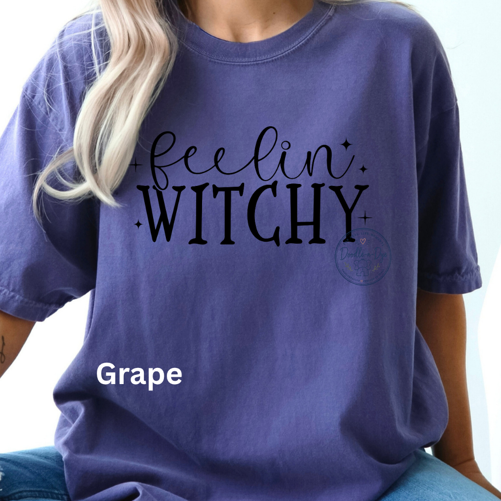 Feelin' Witchy Shirt | Comfort Colors® 1717 Halloween T-Shirt | Cute Fall Witch Graphic Tee | Spooky Season Shirt | Boutique Halloween Tee