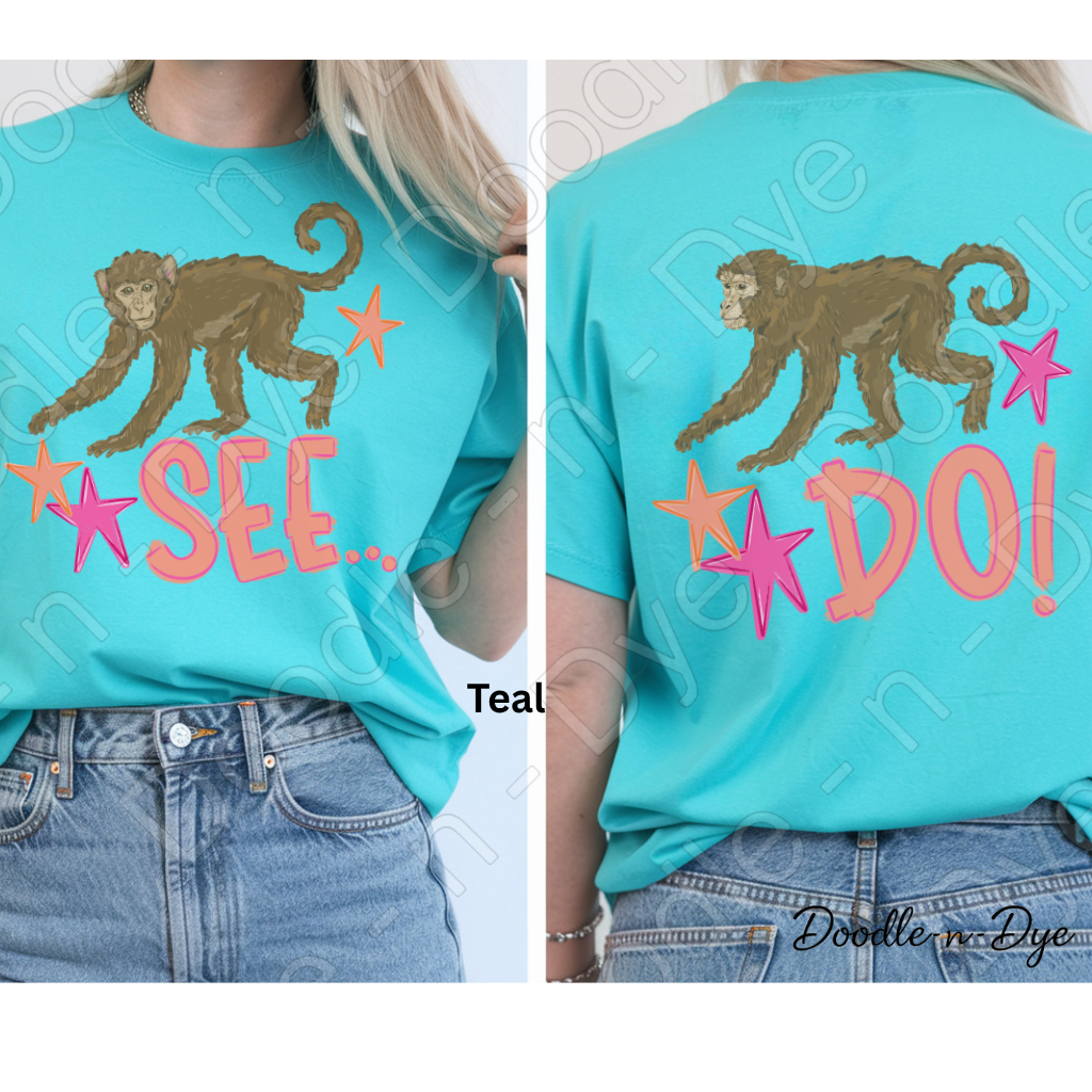Monkey See Monkey Do Teacher Tee, Bella & Canvas Funny Shirt, Vintage Dad Joke T-Shirt, Monkey Design Tee