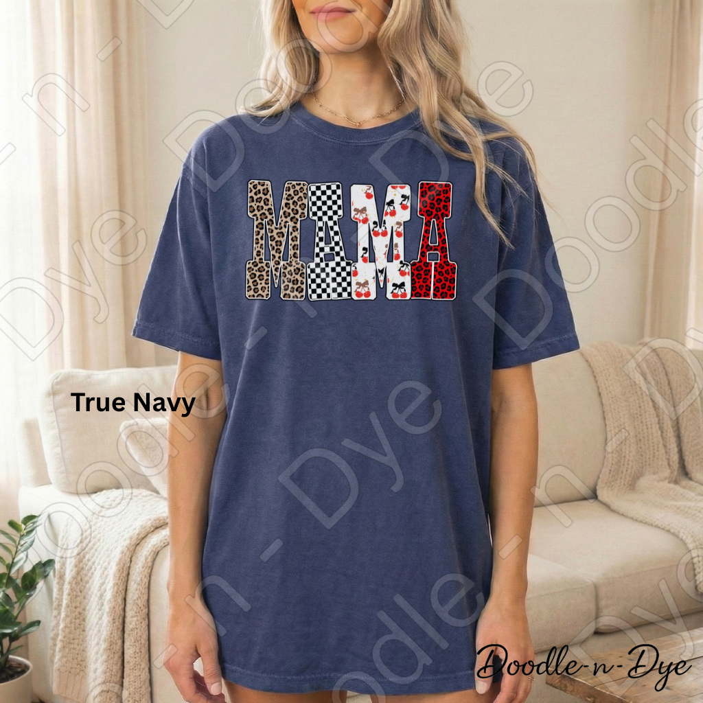 Mama Shirt – Comfort Colors 1717 Mixed Pattern Mom Tee - Mother's Day Gift for Mom