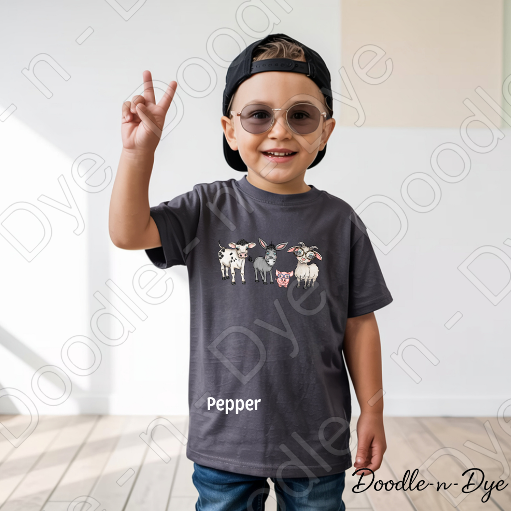 Cute Farm Animals Youth Shirt | Original Comfort Colors® Youth Tee | Farm Animal Graphic T-Shirt | Kids Farm Shirt | Toddler Farm Animal Tee
