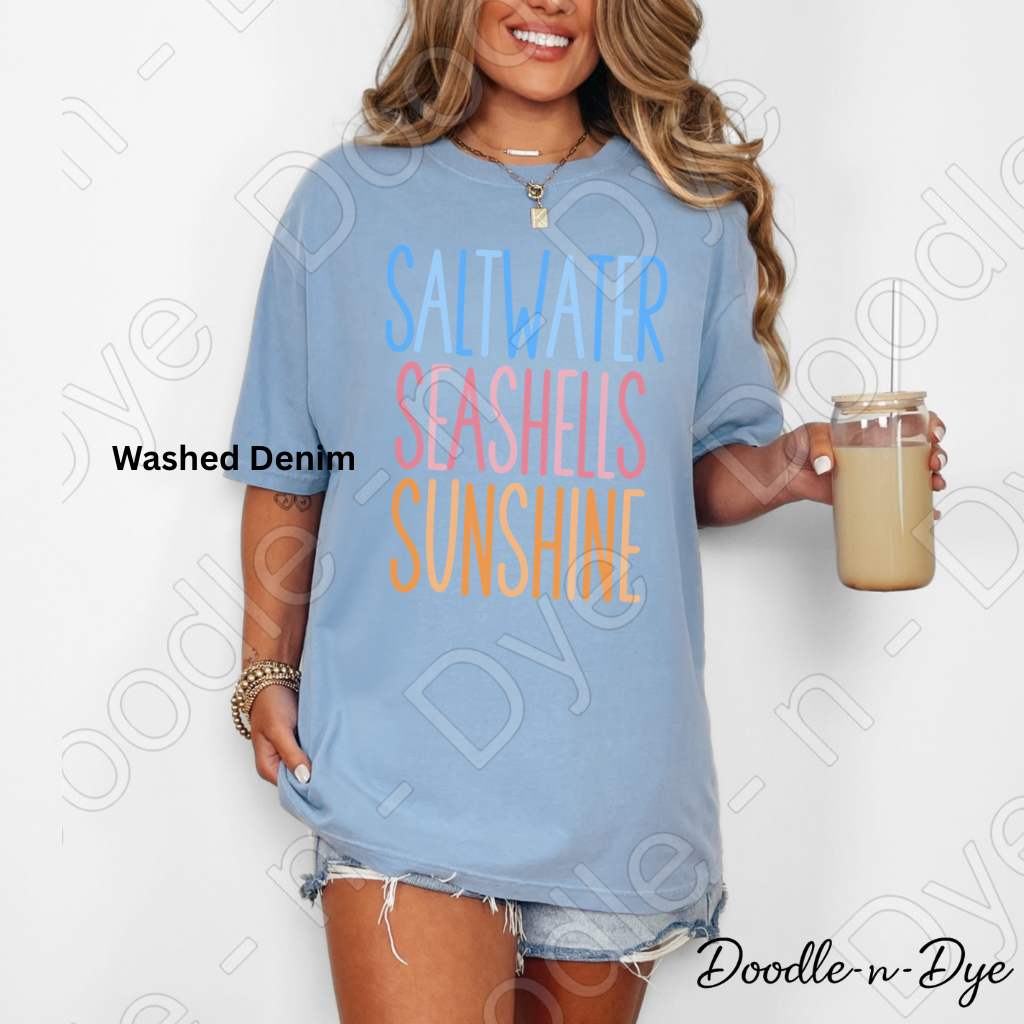 Saltwater Seashells Sunshine Shirt – Comfort Colors Beach Tee - Matching Family Tees