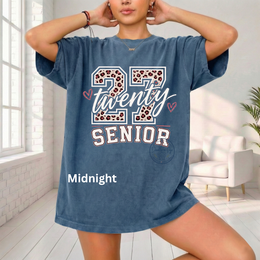Senior 2027 Cheetah Print Shirt | Class of 2027 Comfort Colors® T-Shirt | Pink Senior Year Tee | Cute Graduation Shirt | Senior Gift for Her