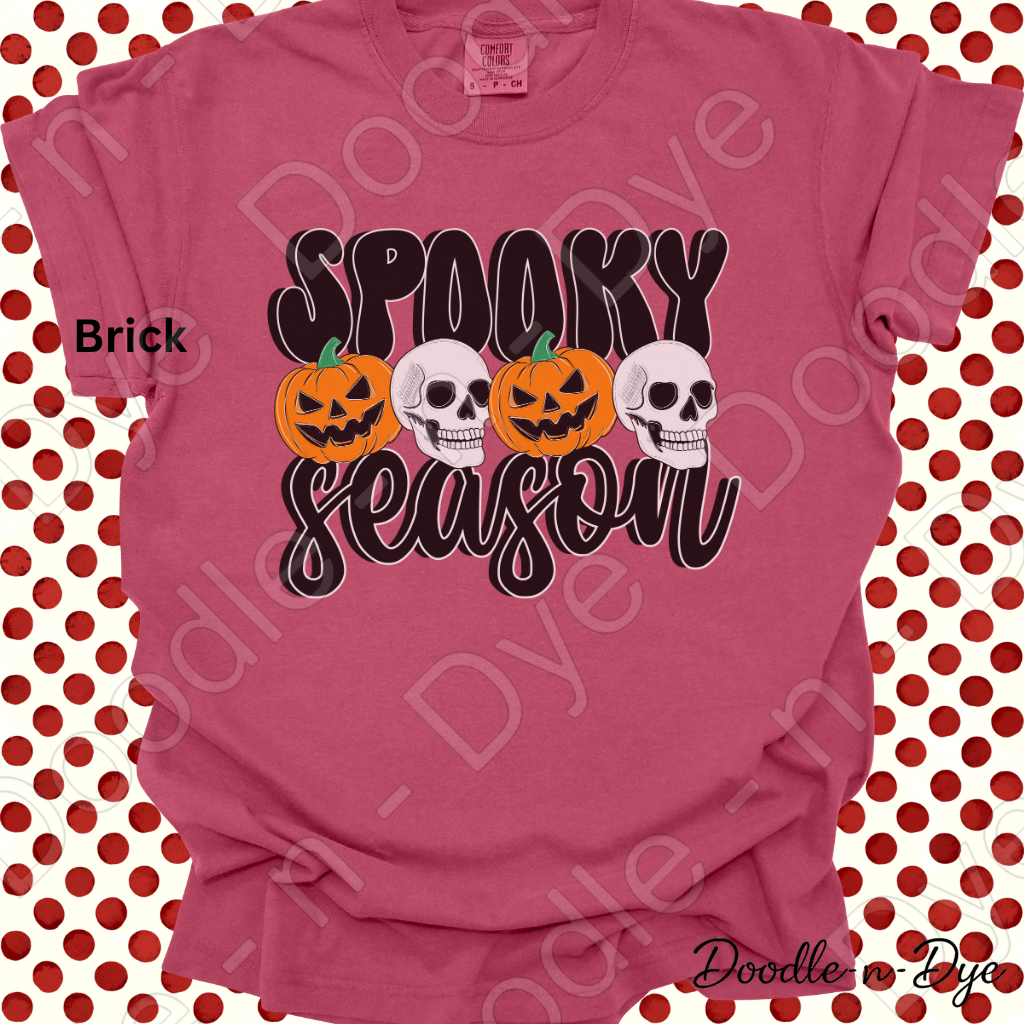 Spooky Season Shirt, Halloween Pumpkin Skull Tee, Comfort Colors Halloween Shirt, Cute Spooky Fall Graphic Tee, October Pumpkin Shirt
