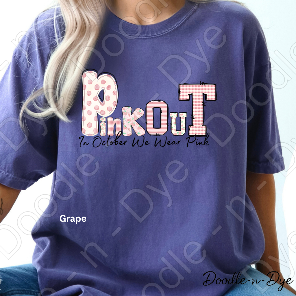 Pink Out – In October We Wear Pink | Original Breast Cancer Awareness Comfort Colors® T-Shirt | Pink Ribbon Survivor Support Tee