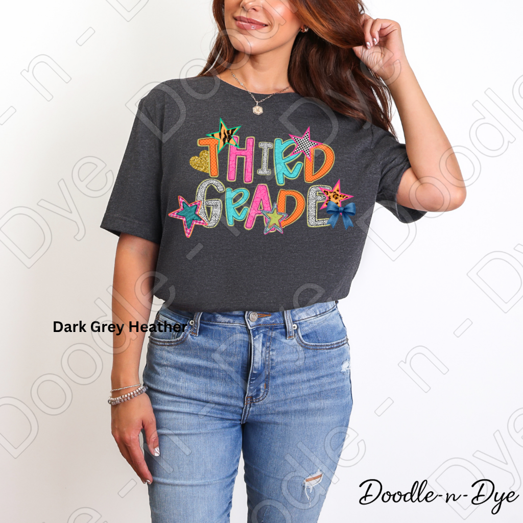 Third Grade Teacher Bella & Canvas Tee, Back to School Teacher & Student Tee, Meet‑the‑Teacher & Classroom Photos, Beginning of School Third Grade Teacher Shirt, Grade Level Gift for Teacher