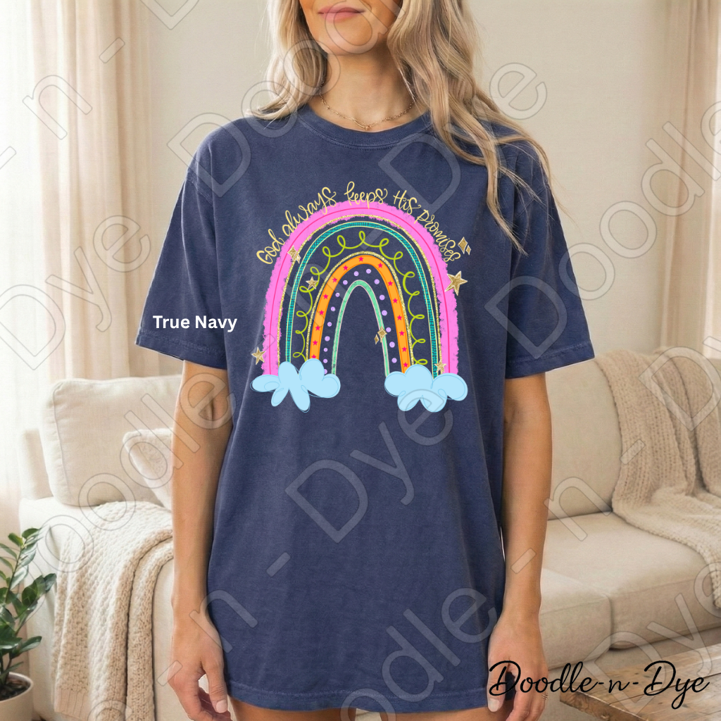 God Always Keeps His Promises Shirt, Christian Rainbow Tee, Faith Comfort Colors Shirt, Inspirational Bible Verse Tee, Christian Gift for Women