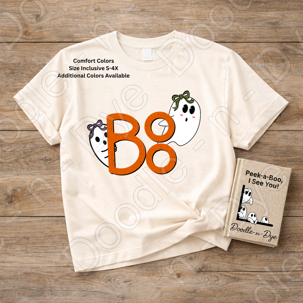 BOO Ghost Halloween Shirt, Cute Ghost Tee, Doodle-n-Dye Original, Comfort Colors 1717, Spooky Season Shirt, Fall Halloween Graphic Tee