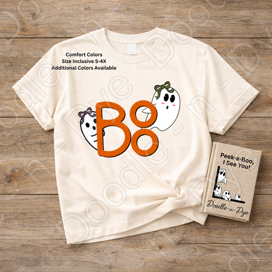 BOO Ghost Halloween Shirt, Cute Ghost Tee, Doodle-n-Dye Original, Comfort Colors 1717, Spooky Season Shirt, Fall Halloween Graphic Tee