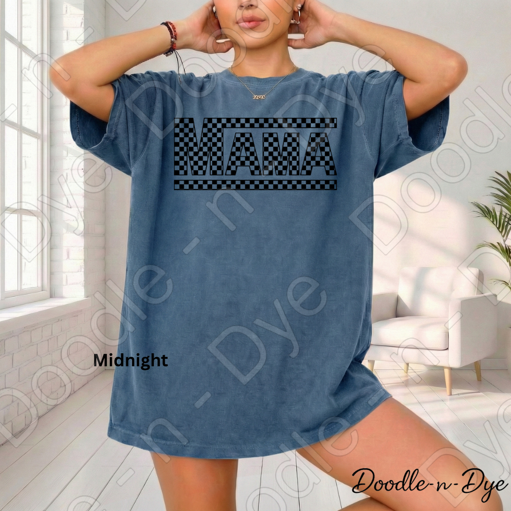 Retro MAMA Comfort Colors Tee, Mother's Day Shirt, Checkered MAMA Graphic T-Shirt, Gift for Her