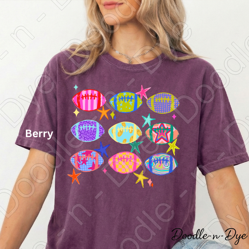 Colorful Football Shirt | Retro Game Day Comfort Colors Tee | Football Lover Graphic Shirt | Women's Football Season Tee | Comfort Colors Fall Football Tee