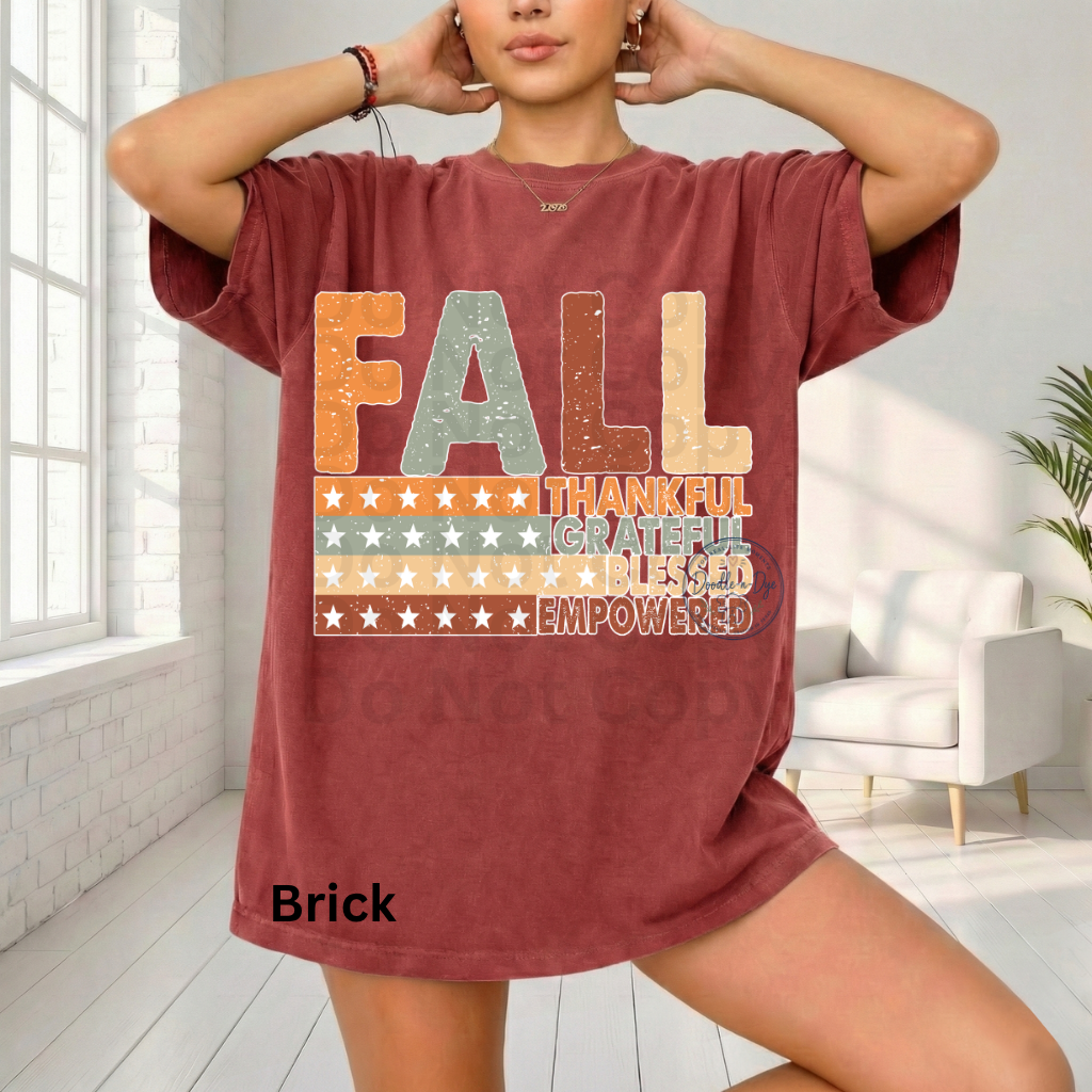 Fall Thankful Grateful Blessed Shirt | Autumn Graphic Tee | Thanksgiving Empowerment Shirt | Comfort Colors® 1717 Fall T-Shirt | Inspirational Fall Tee