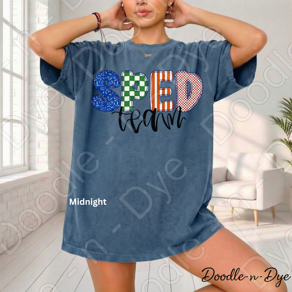 SPED Team Shirt | Special Education Teacher Shirt | Back to School Comfort Colors 1717 | SPED Teacher Tee | Original Doodle-n-Dye Design | Grade Level SPED Team Shirt