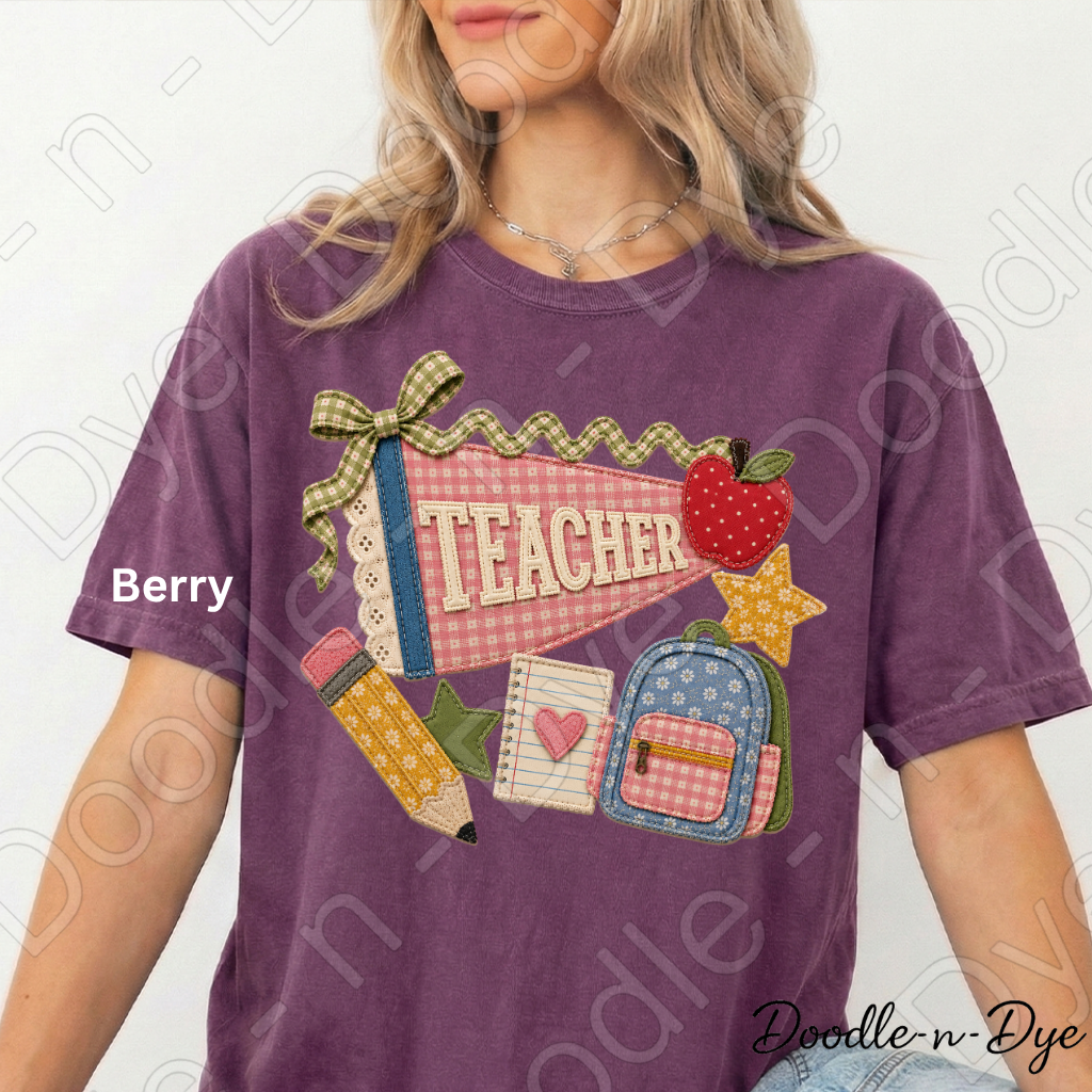 Vintage Teacher Shirt | Back to School Comfort Colors Tee | Retro Patchwork Teacher Graphic Tee | Cute Teacher Gift | Comfort Colors 1717