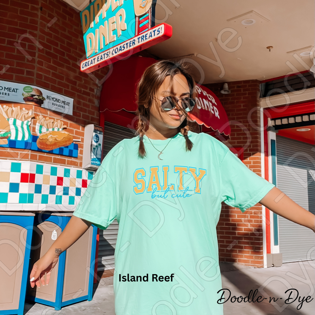 Salty But Cute Shirt – Bright Comfort Colors Summer Tee - Beach Vacation T-Shirt