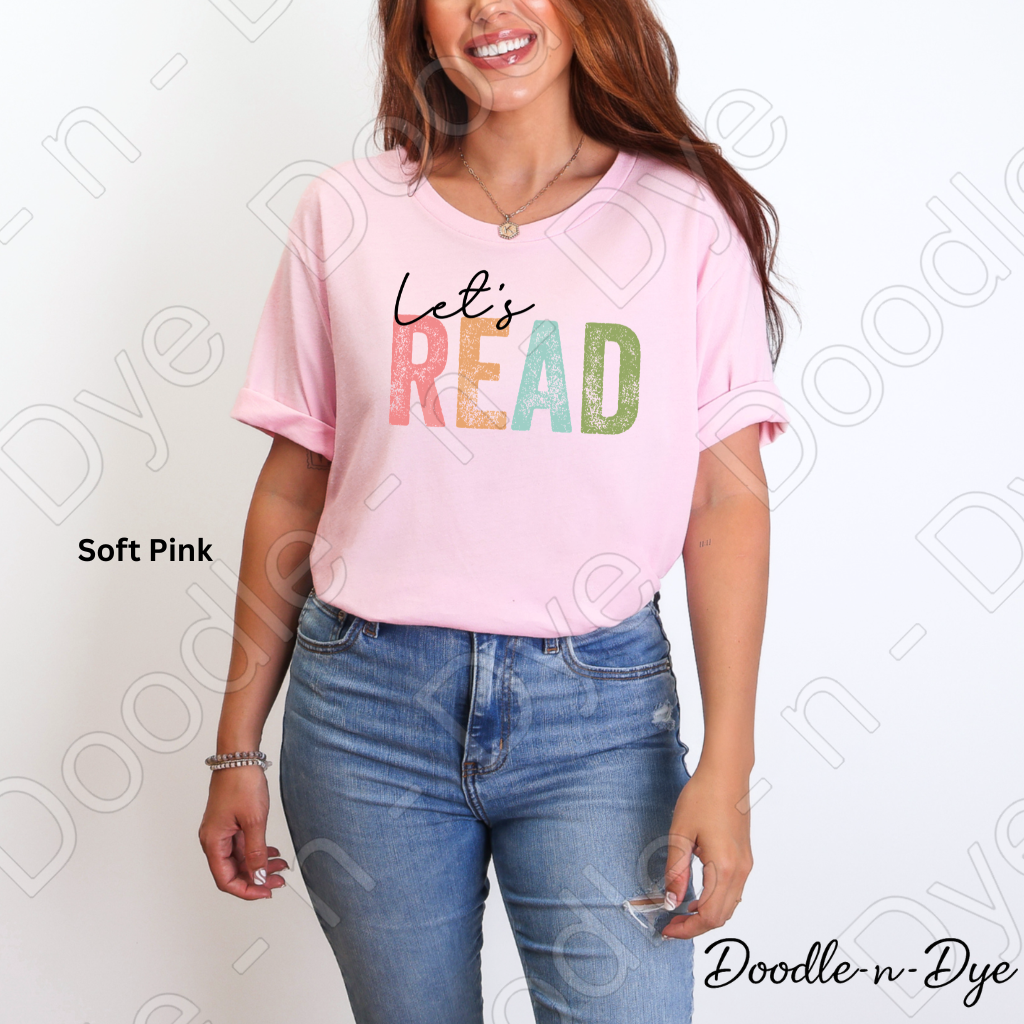 Let’s Read Teacher Shirt – Bella + Canvas Book Tee - Bookish Reading T-Shirt - Cozy Season Shirt