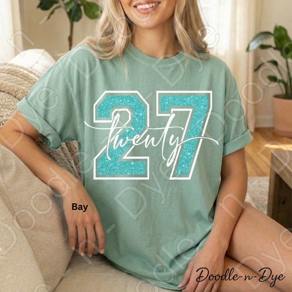 Senior 2027 Comfort Colors Tee, Teal Twenty 27 T-Shirt, Graduation Shirt, Class of 2027 t shirt