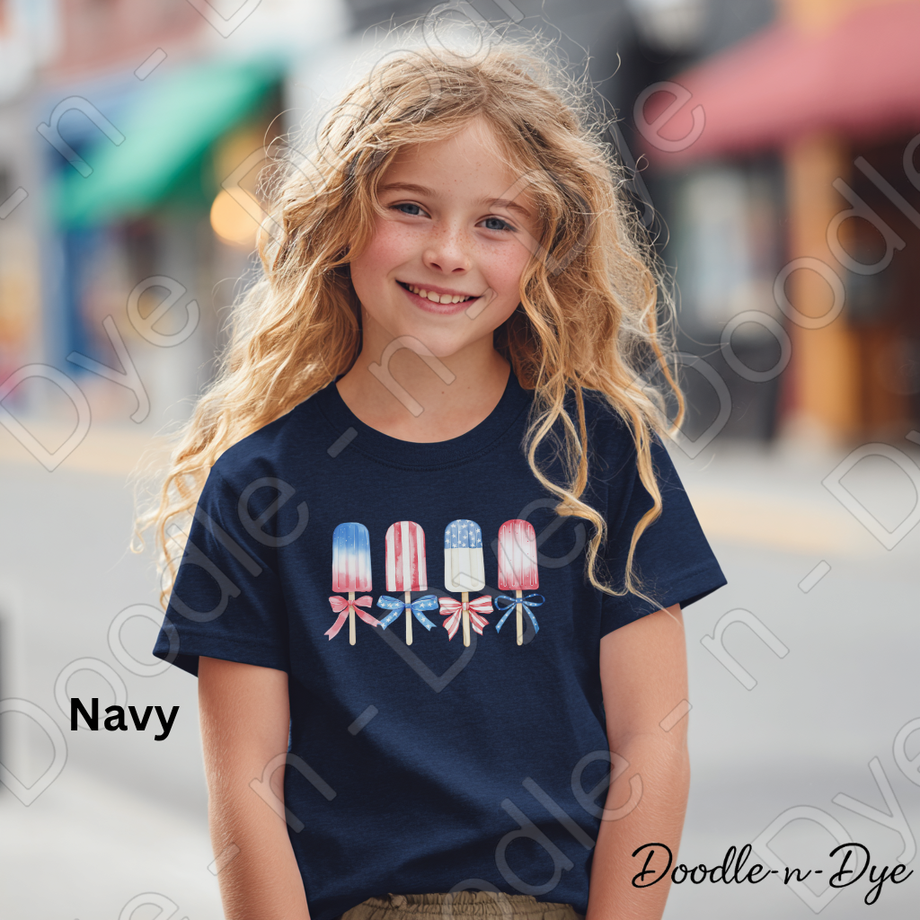 Youth Patriotic Popsicle Shirt – Red White Blue Summer Tee - July 4th T-Shirt