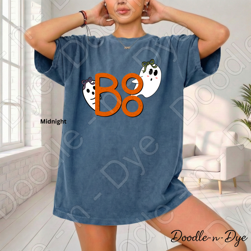 BOO Ghost Halloween Shirt, Cute Ghost Tee, Doodle-n-Dye Original, Comfort Colors 1717, Spooky Season Shirt, Fall Halloween Graphic Tee
