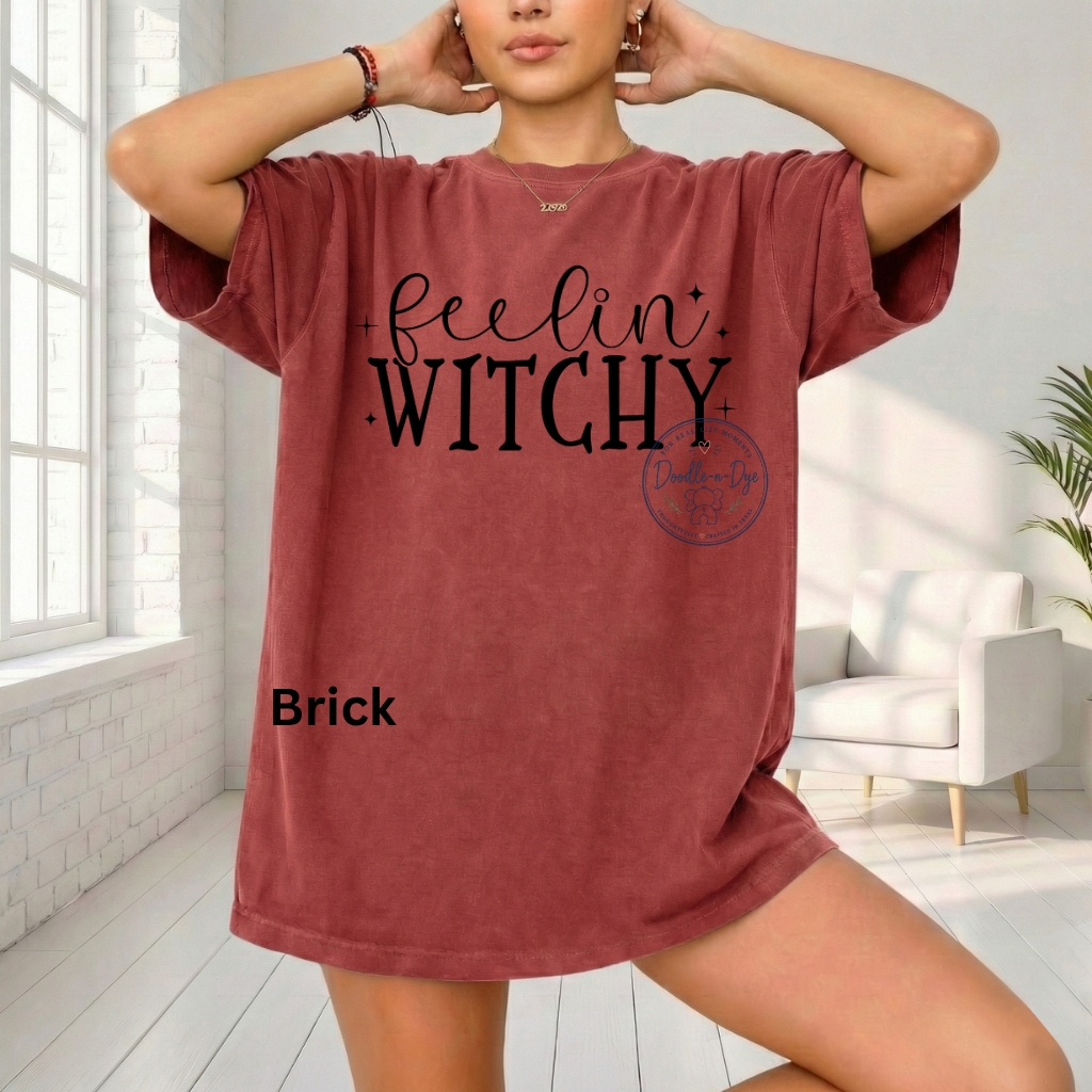 Feelin' Witchy Shirt | Comfort Colors® 1717 Halloween T-Shirt | Cute Fall Witch Graphic Tee | Spooky Season Shirt | Boutique Halloween Tee