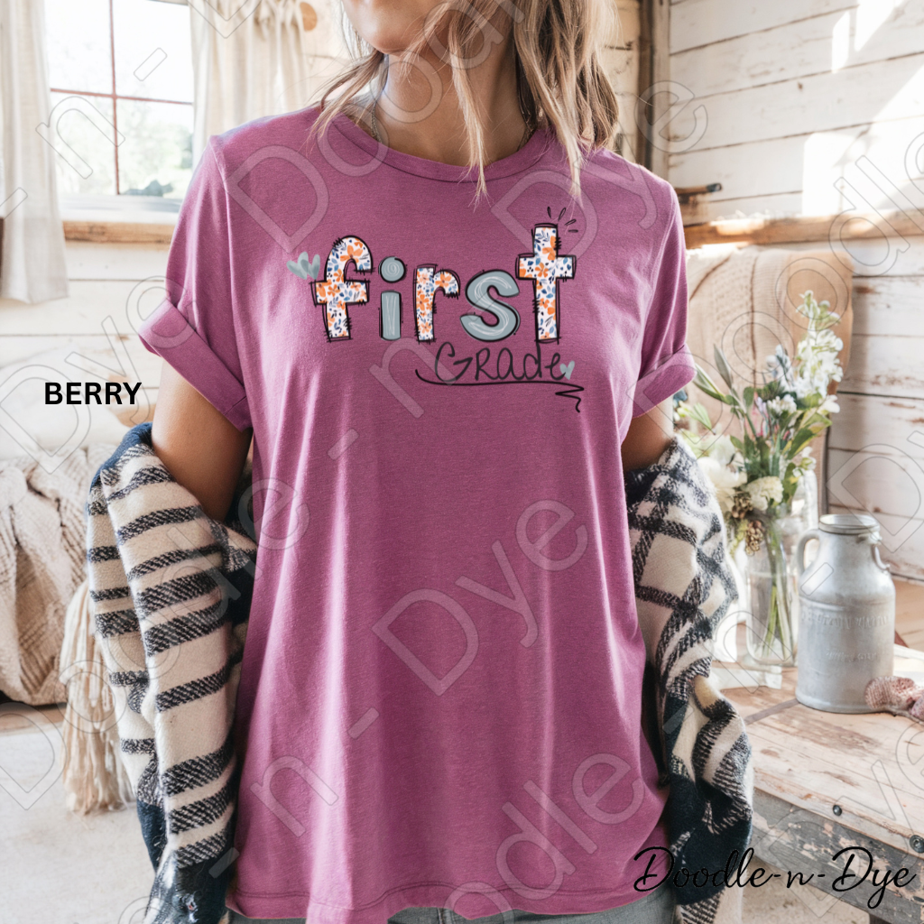 First Grade Teacher Shirt – Colorful Comfort Colors Classroom Tee - Teacher Appreciation Gift