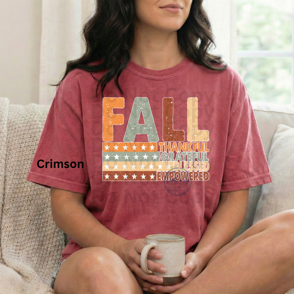 Fall Thankful Grateful Blessed Shirt | Autumn Graphic Tee | Thanksgiving Empowerment Shirt | Comfort Colors® 1717 Fall T-Shirt | Inspirational Fall Tee