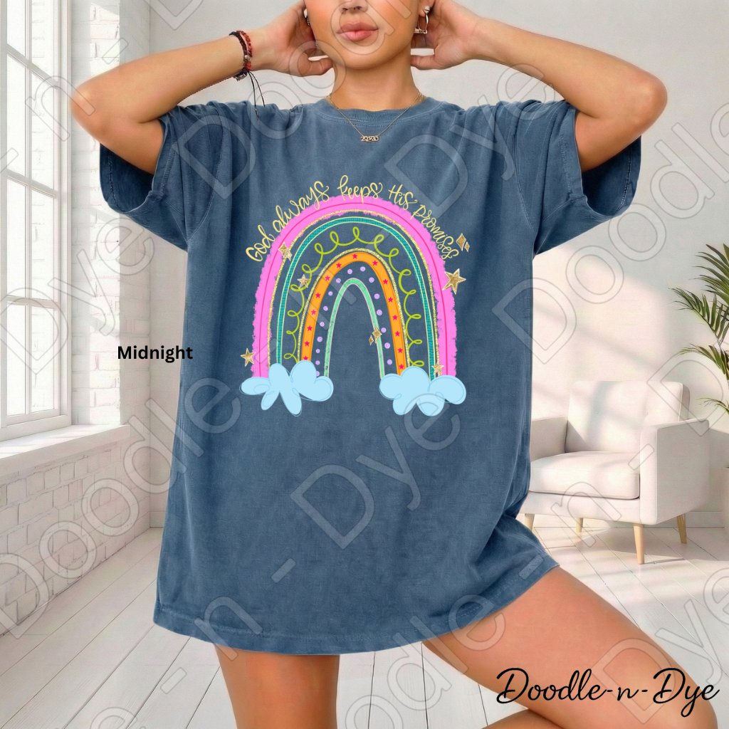God Always Keeps His Promises Shirt, Christian Rainbow Tee, Faith Comfort Colors Shirt, Inspirational Bible Verse Tee, Christian Gift for Women