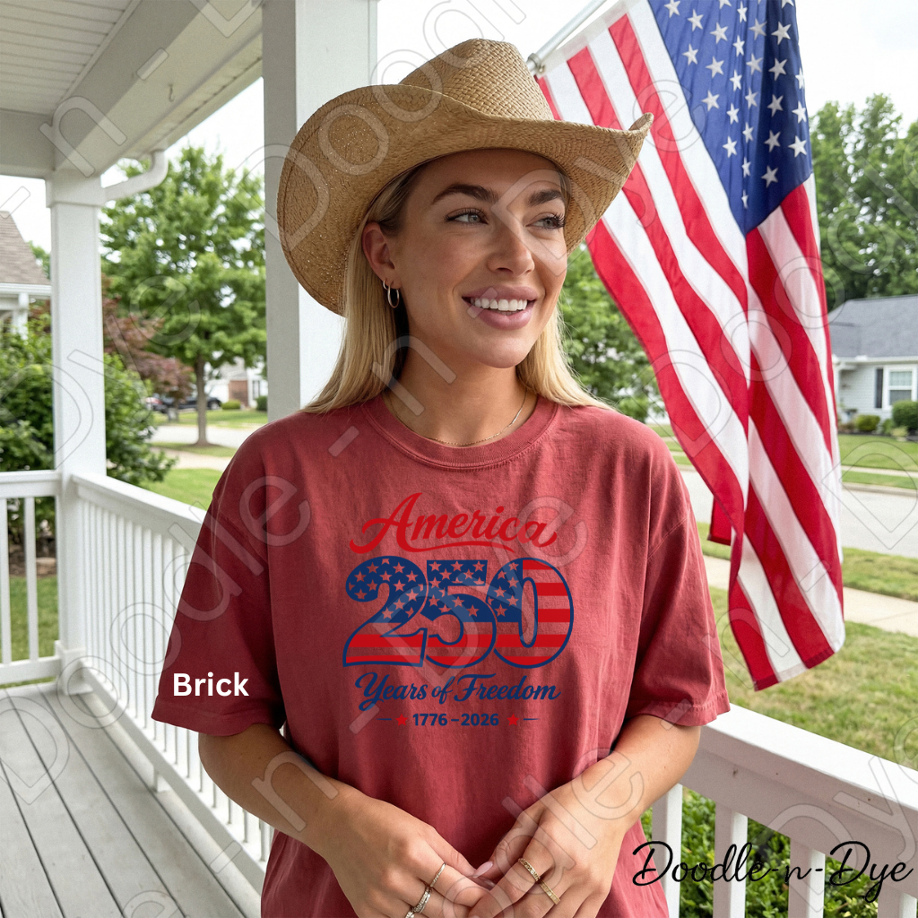 Patriotic July 4th Comfort Colors Tee, 250 Year of Freedom Shirt, 250th America Anniversary T-Shirt