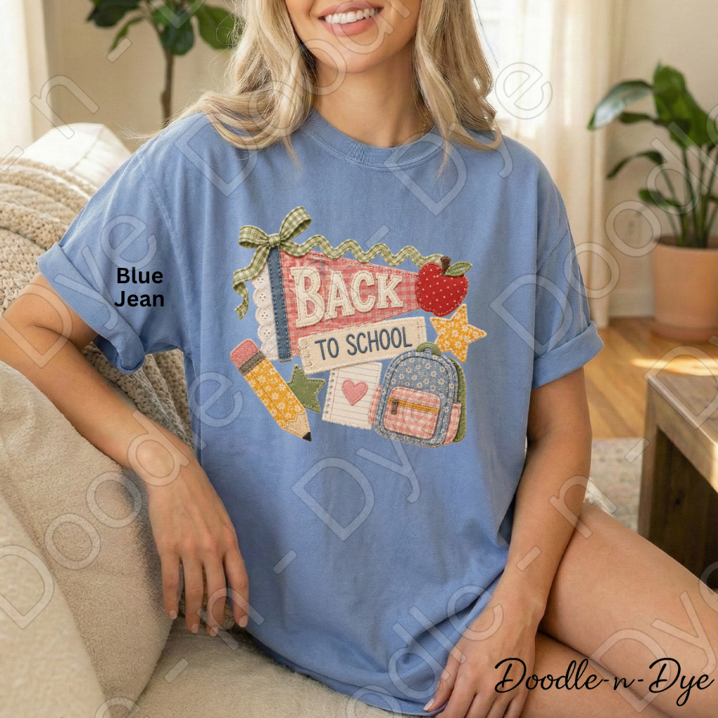 Retro Back to School Shirt | Vintage School Comfort Colors Tee | Cute Teacher Shirt | First Day of School Tee | Patchwork School Graphic Shirt